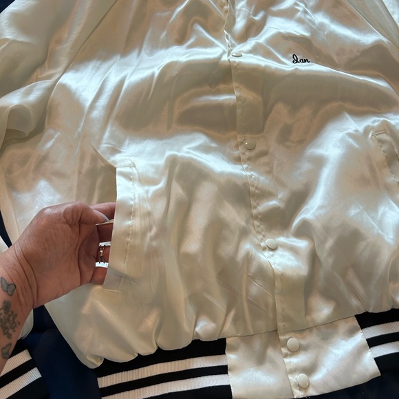 VINTAGE SATIN VARSITY JACKET • Ivory/off White ( not white) • XL - Picture 8 of 9